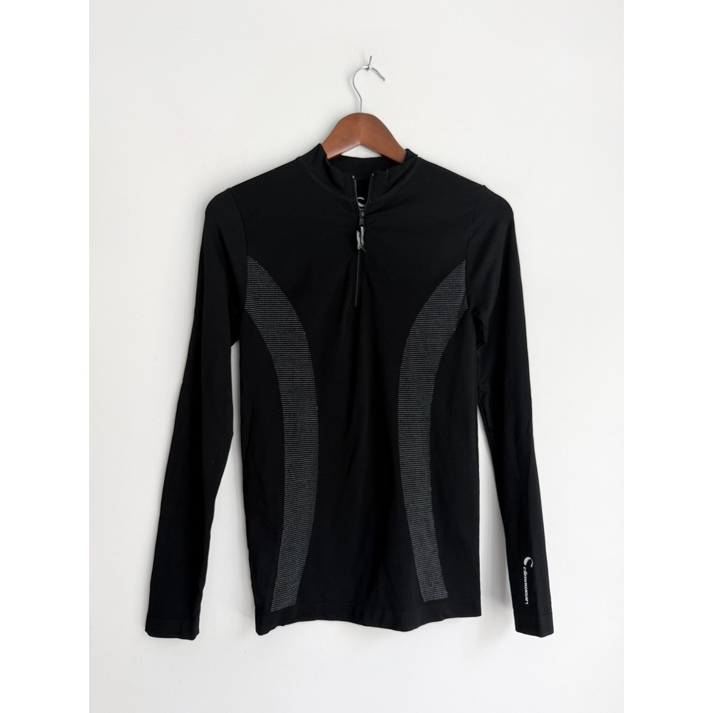 Climawear Womens Quarter Zip Performance Top Black Long Sleeve Athletic S/M
